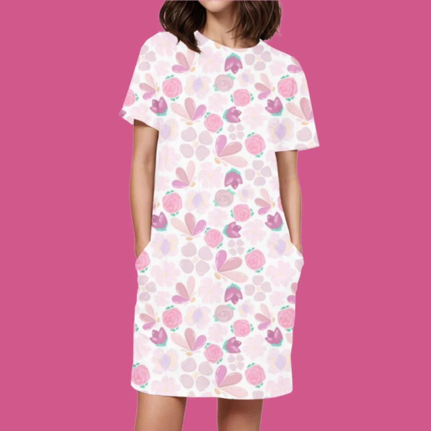 Floral - Women's T-Shirt Dress