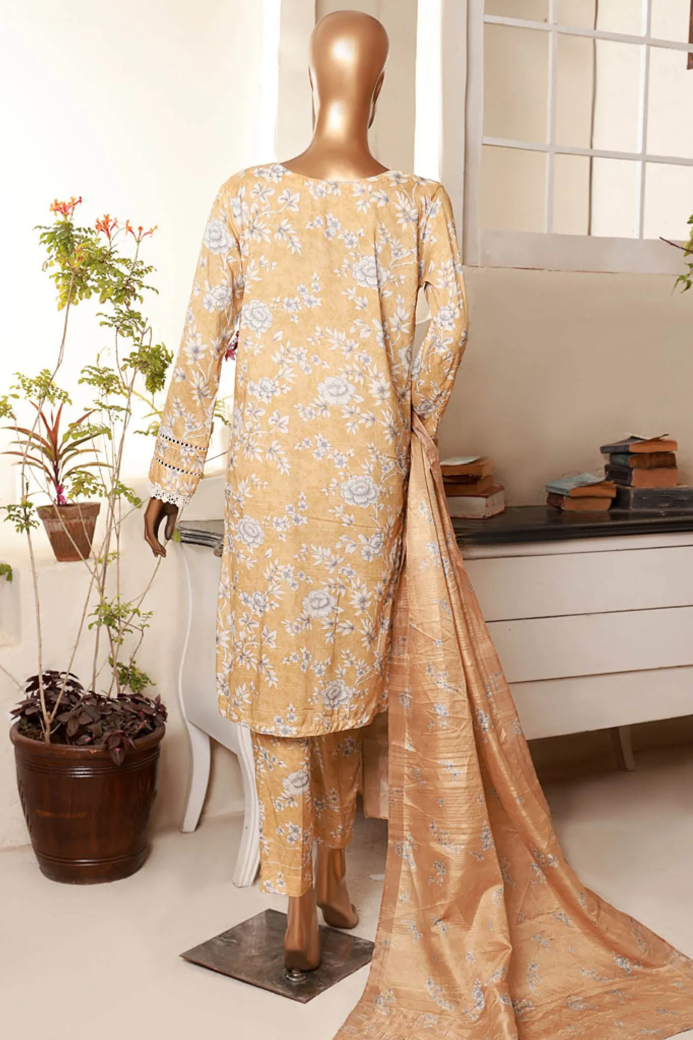 Florence By HZ Stitched 3 Piece Printed & Emb Raw Silk Collection'2024-RRE-03