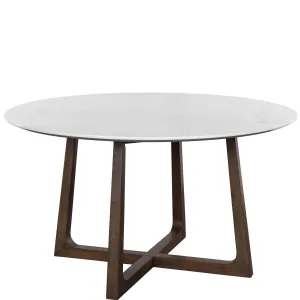 Flores Dining Table, Ebony Brown White Marble