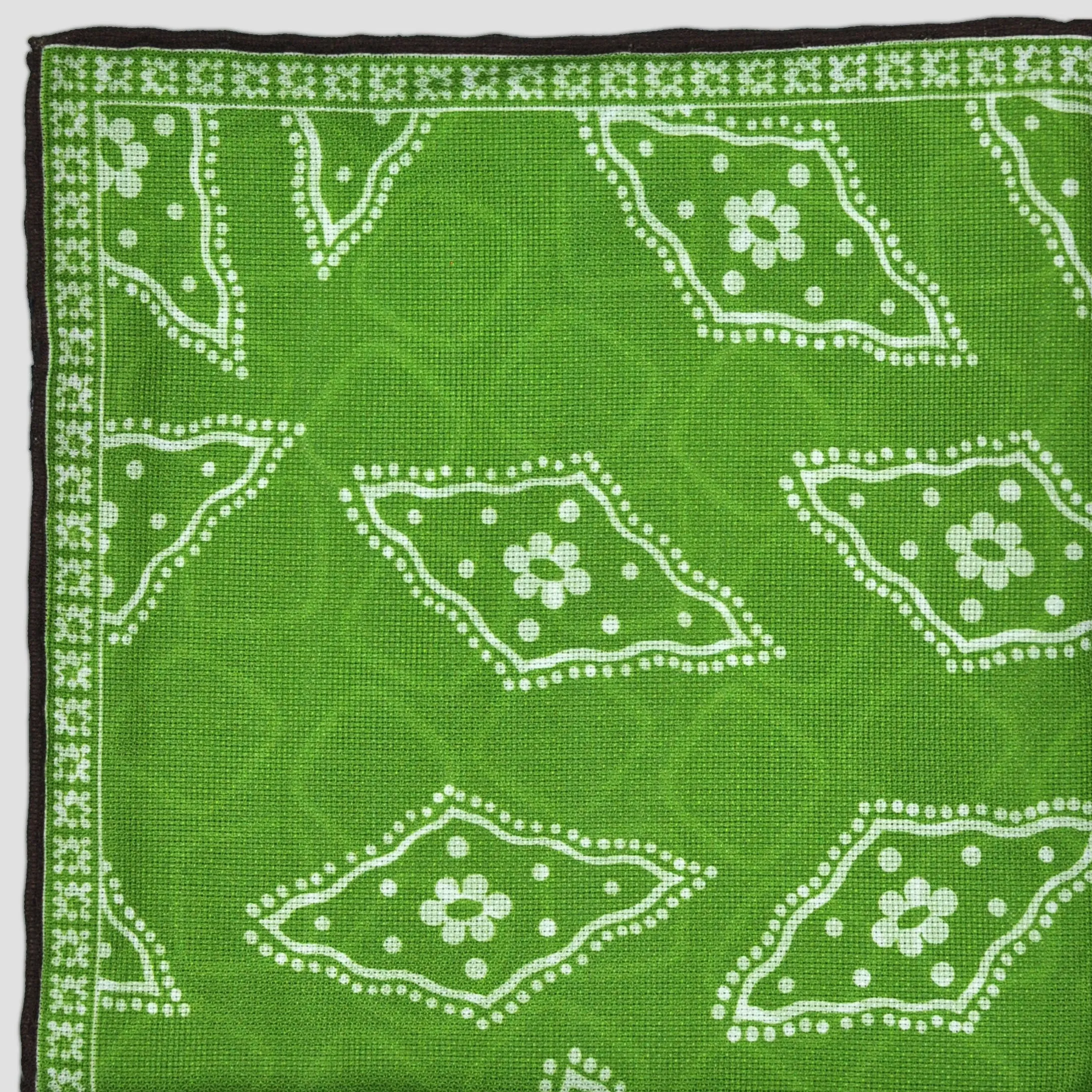 Florets & Geo's Reversible Panama Silk Pocket Square in Lime