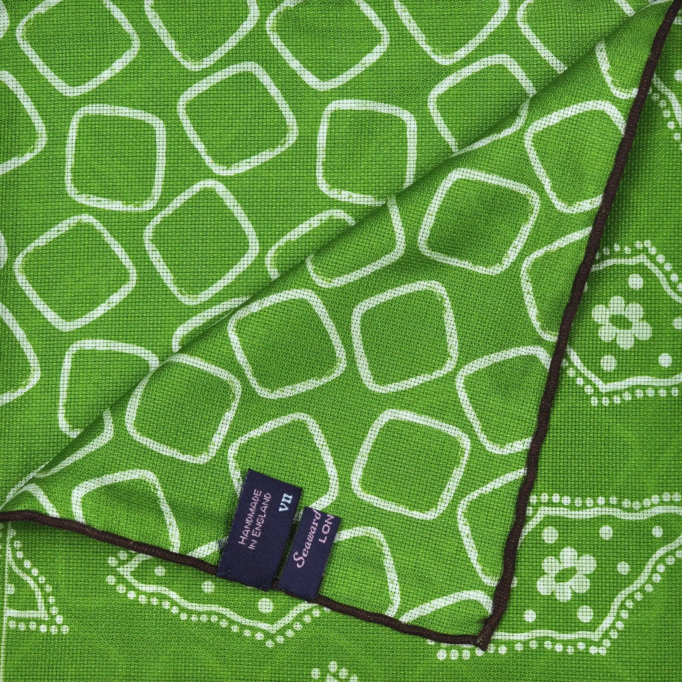 Florets & Geo's Reversible Panama Silk Pocket Square in Lime