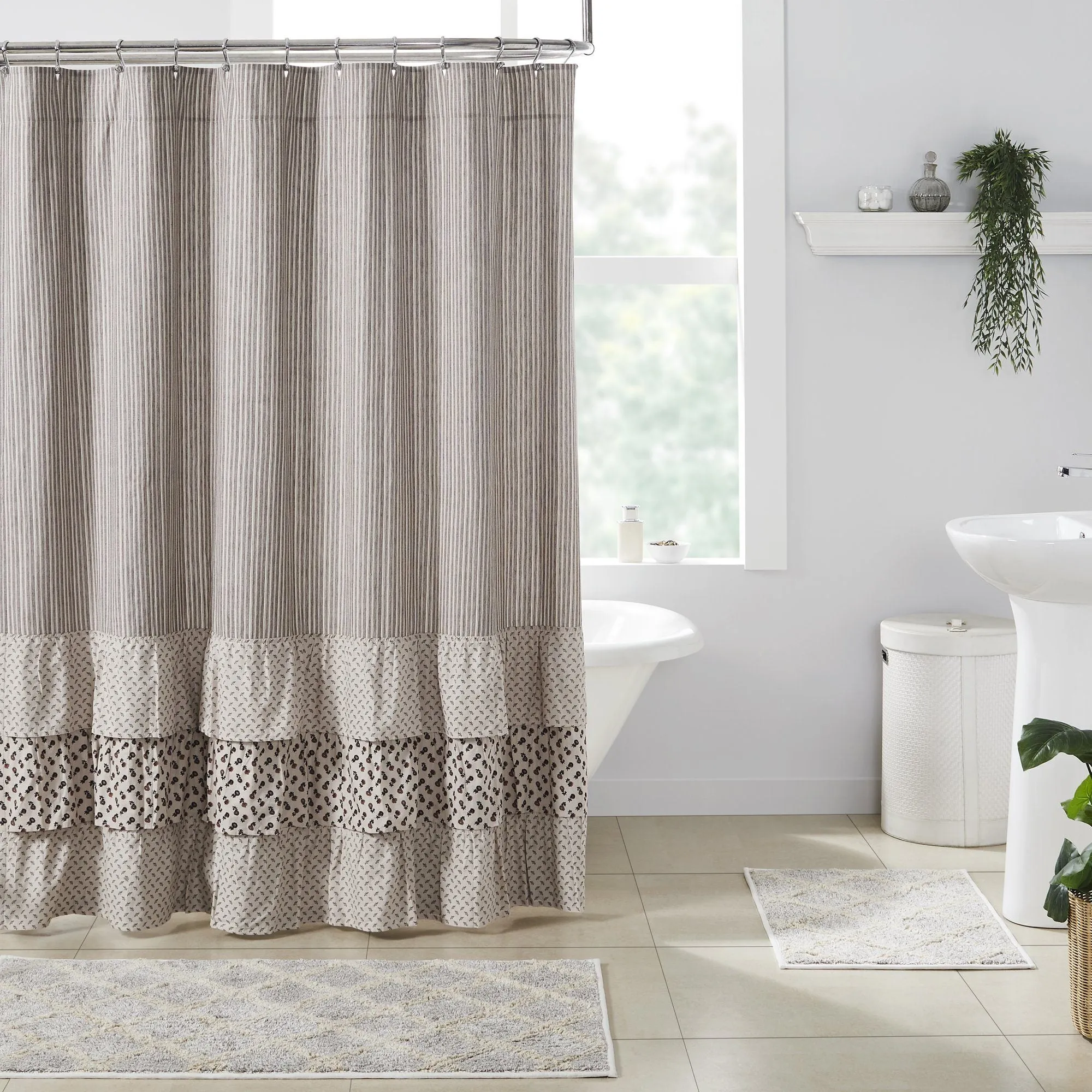 Florette Ruffled Lined Shower Curtain