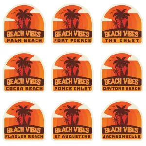 Florida Beach Vibes Towns Die Cut Vinyl Sticker