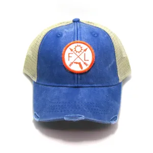 Florida Hat - Distressed Snapback Trucker Hat - Florida Arrow Compass