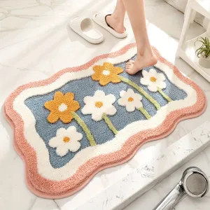 Flower Bath Mat Absorbent Nonslip Stylish Home Decor