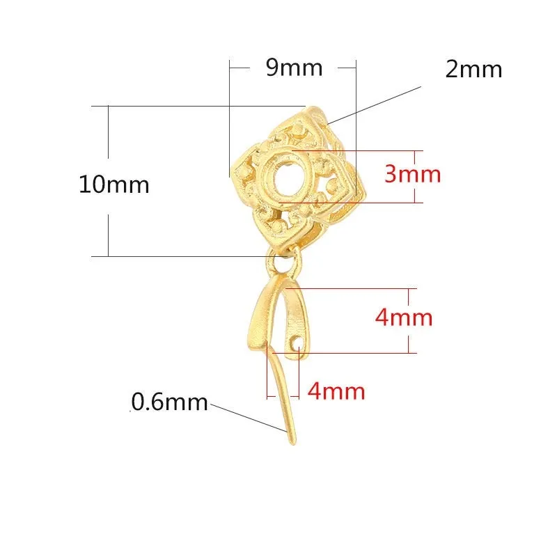 Flower Buckle Clip Pendant Setting Sterling Silver Rose Gold Fine 925 3x3 4x4mm For Two Stones Gemstones No Prongs DIY Jewelry Wholesale