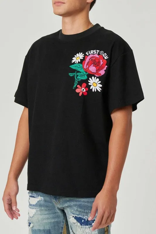 FLOWER EMBO/PUFF MENS TEE