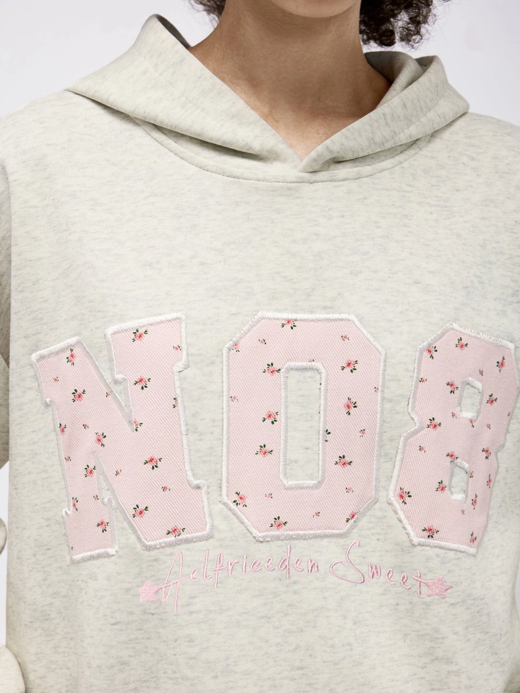 Flower Embroidery Number Hoodie