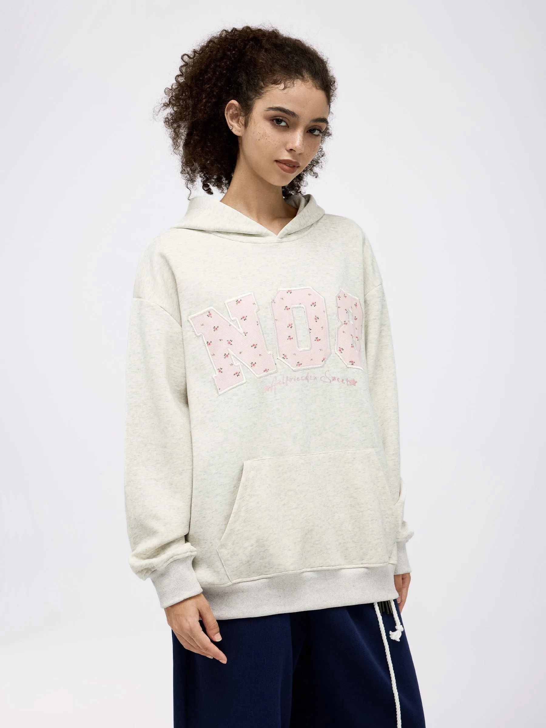 Flower Embroidery Number Hoodie