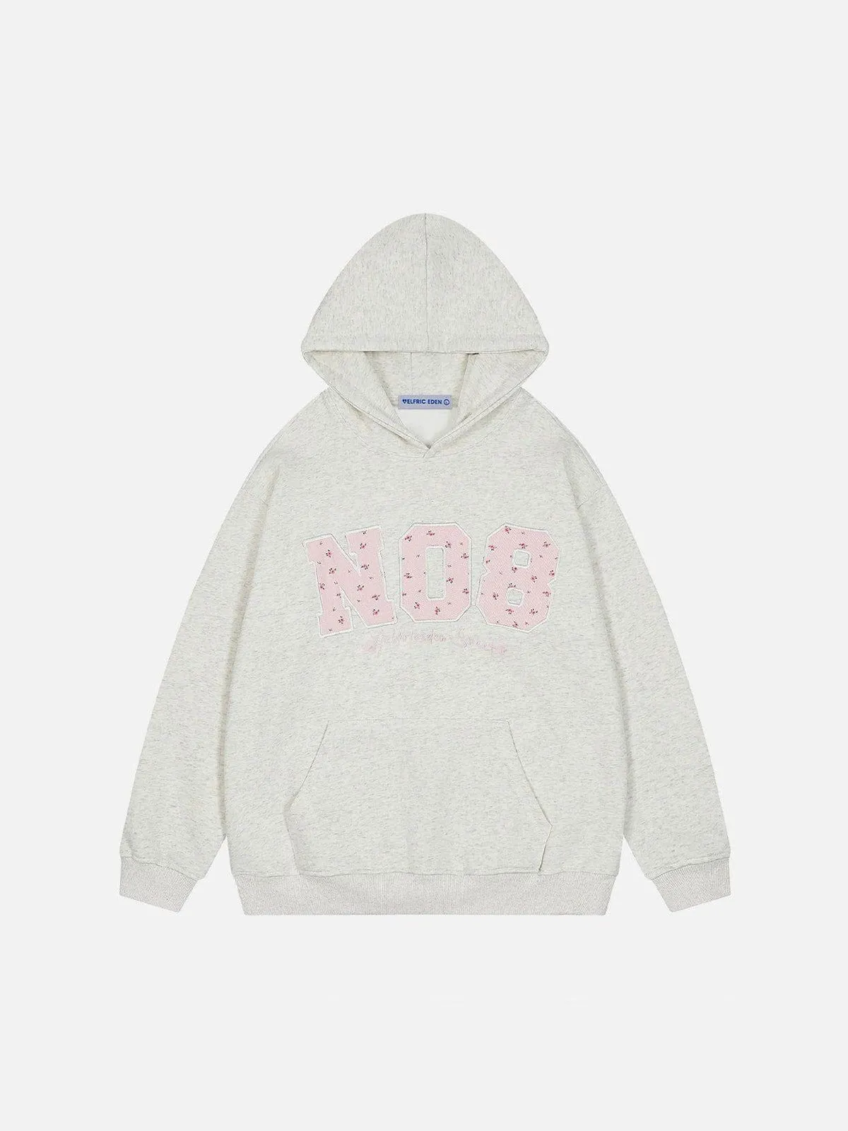 Flower Embroidery Number Hoodie