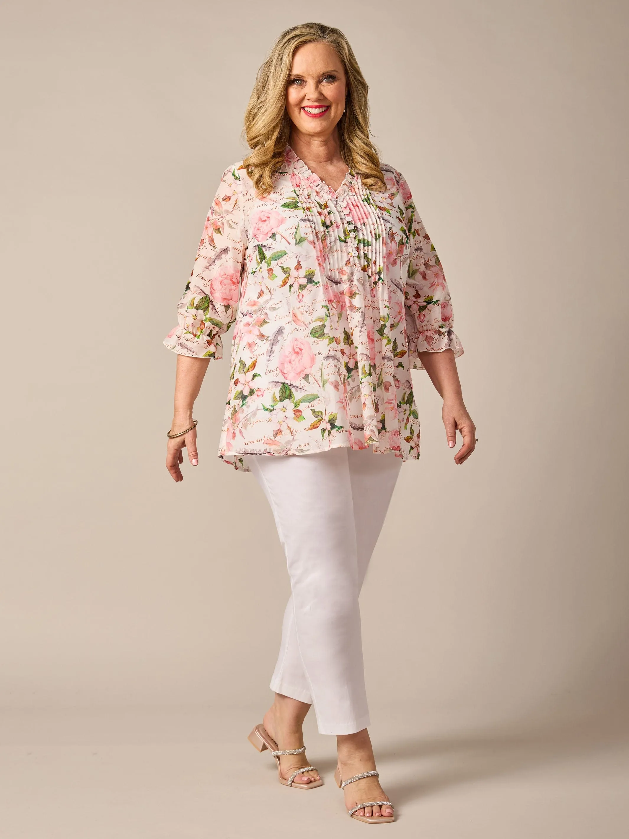 Flower Journal Silk Cotton Tuck Top