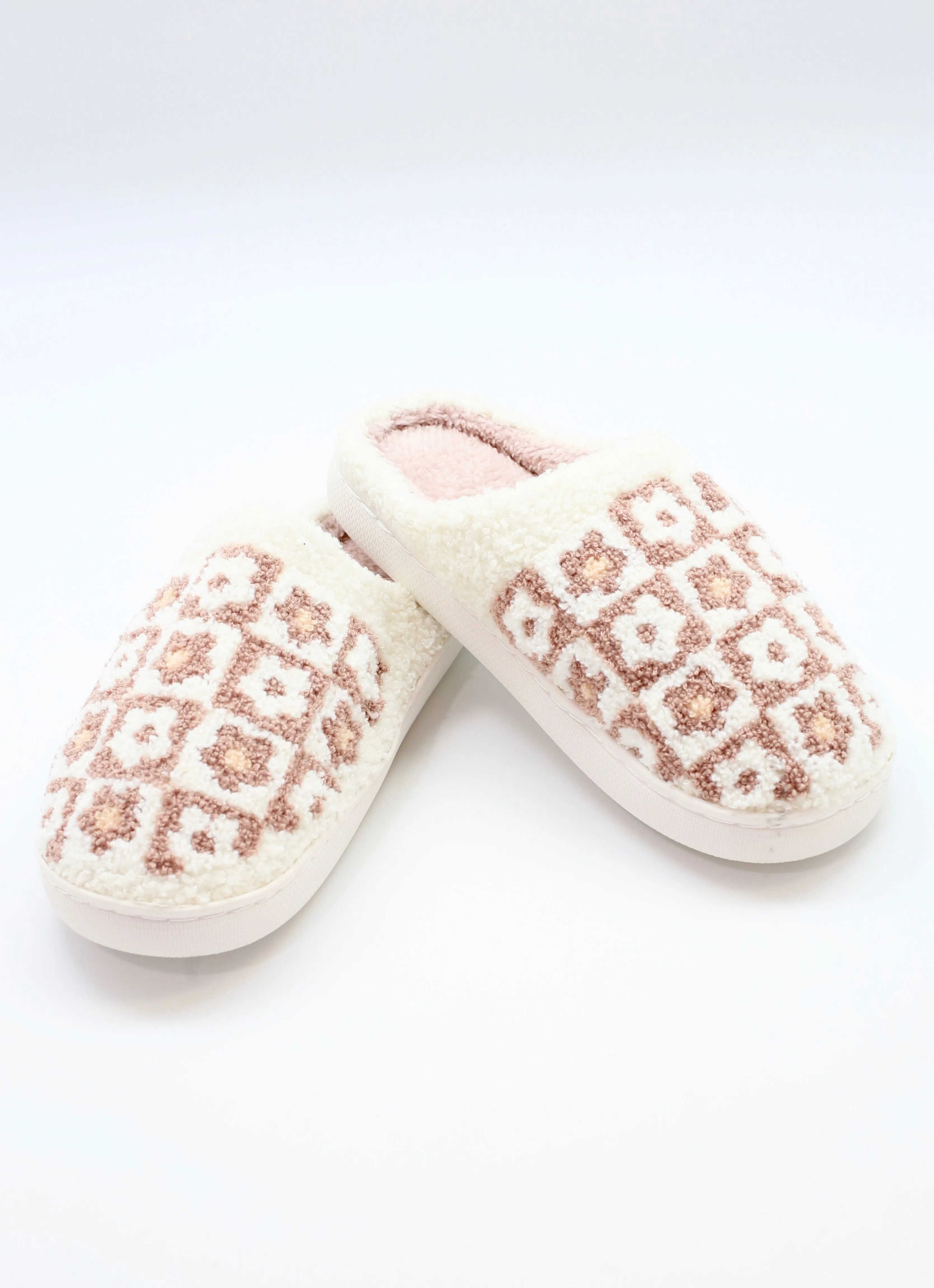 Flower Power Slippers (6 Pack) Brown