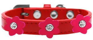 Flower Premium Collar Red With Bright Pink Flowers Size 10