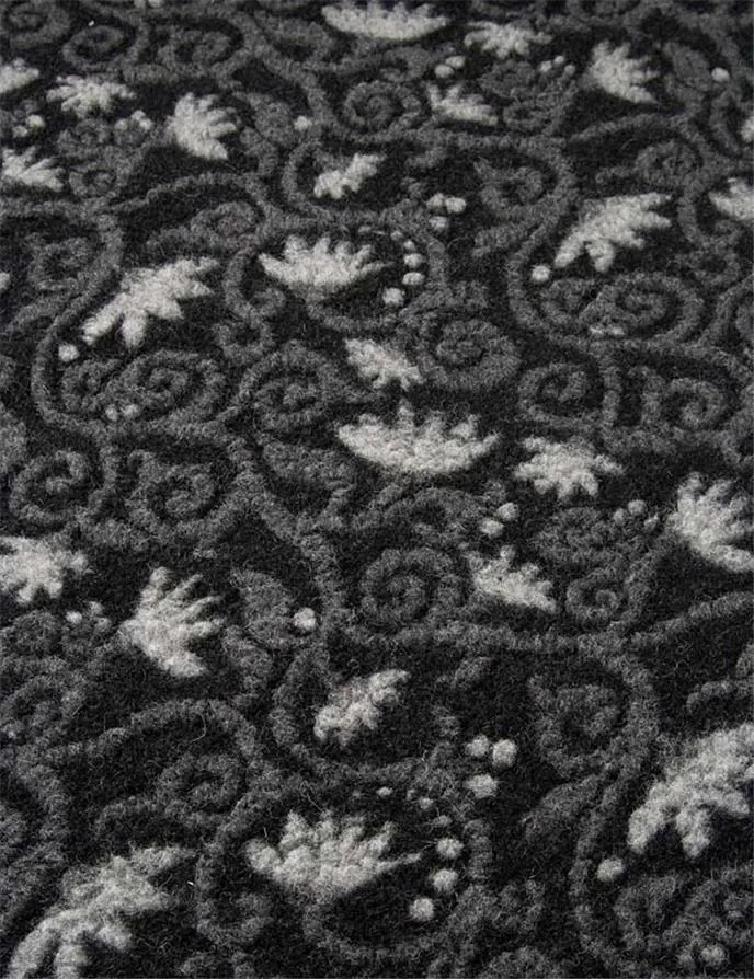 FLOWERWALK GREY ~ Felted Wool fabric