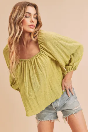 Flowy Top with Puff Sleeves