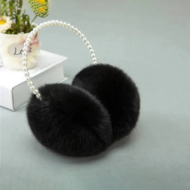 Fluffy Faux Fur Pearl Winter Warm Ear Muffs