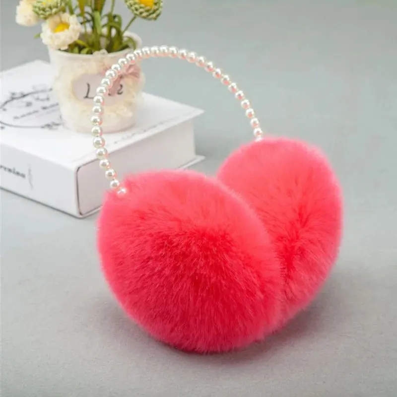 Fluffy Faux Fur Pearl Winter Warm Ear Muffs