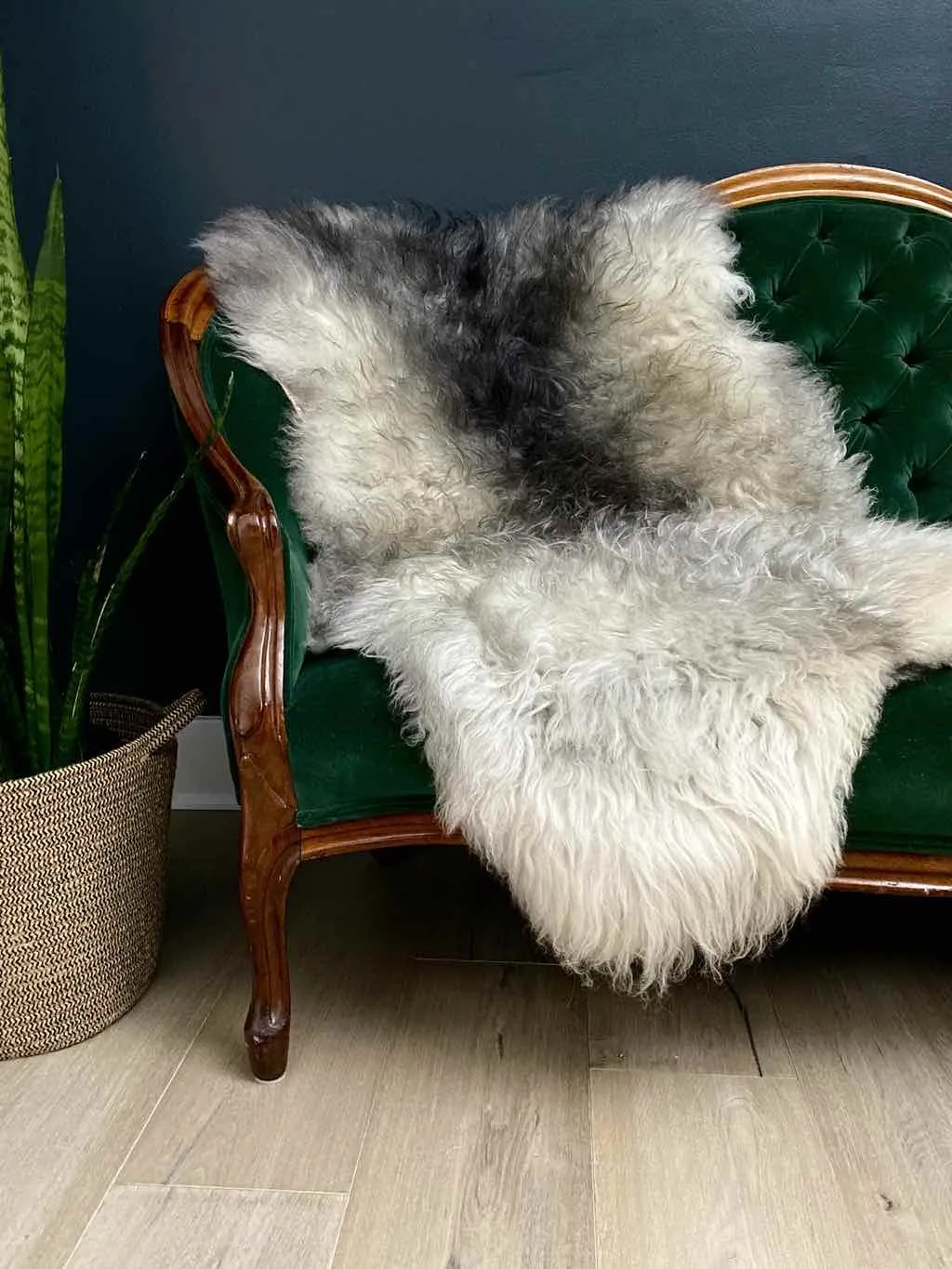 Fluffy Ivory & Grey Sheepskin