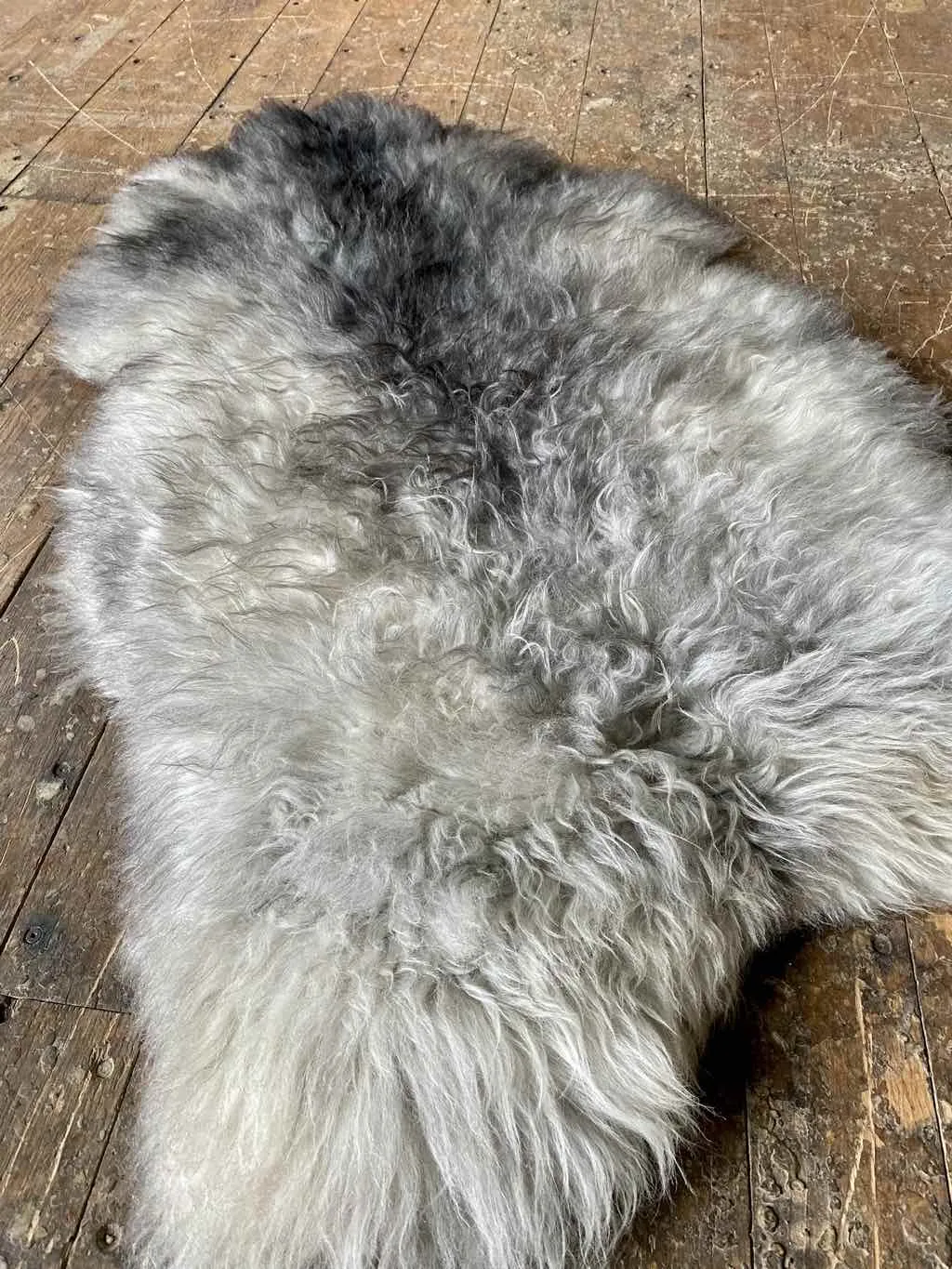 Fluffy Ivory & Grey Sheepskin