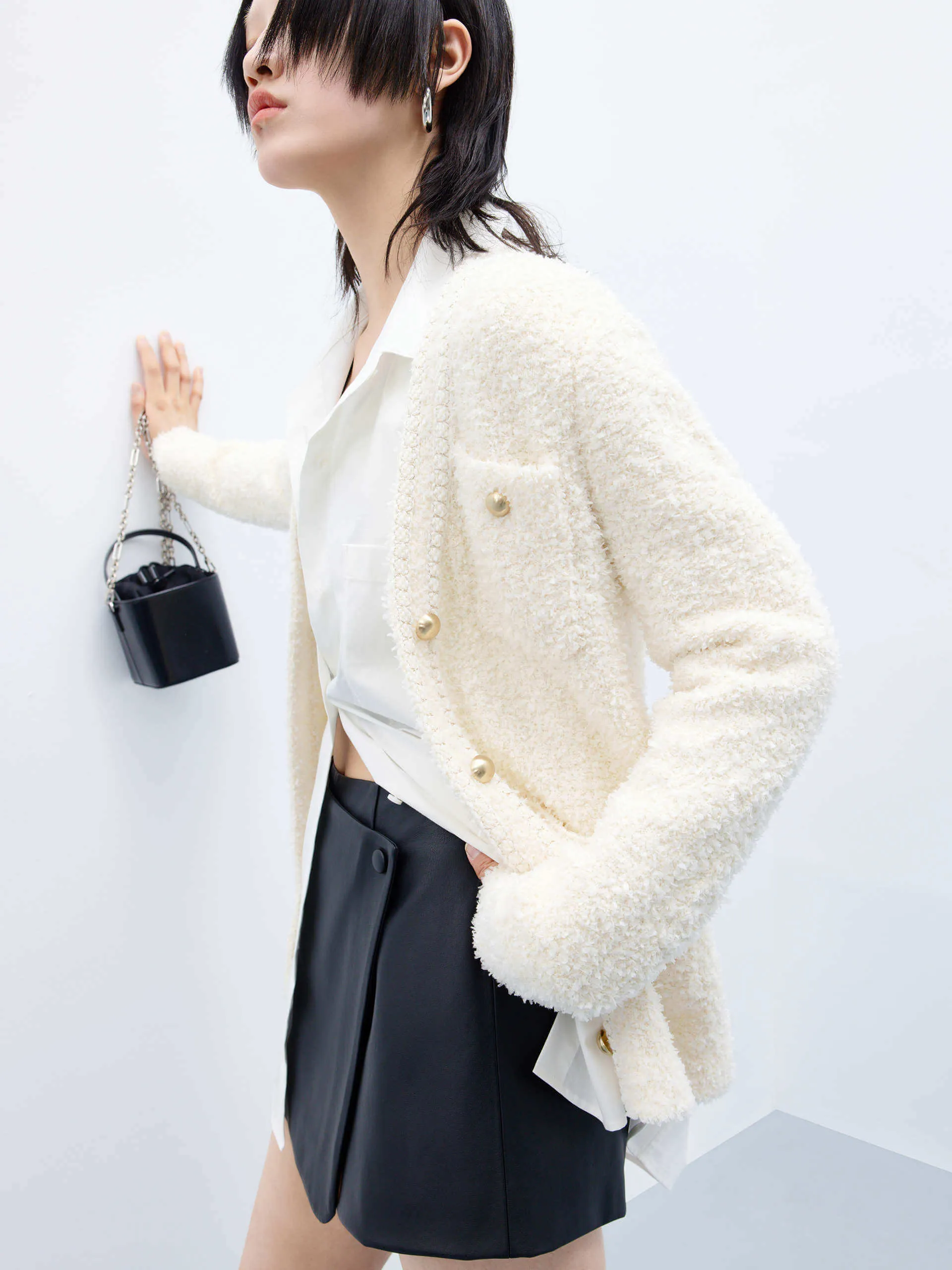 Fluffy Textured Knit Cardigan