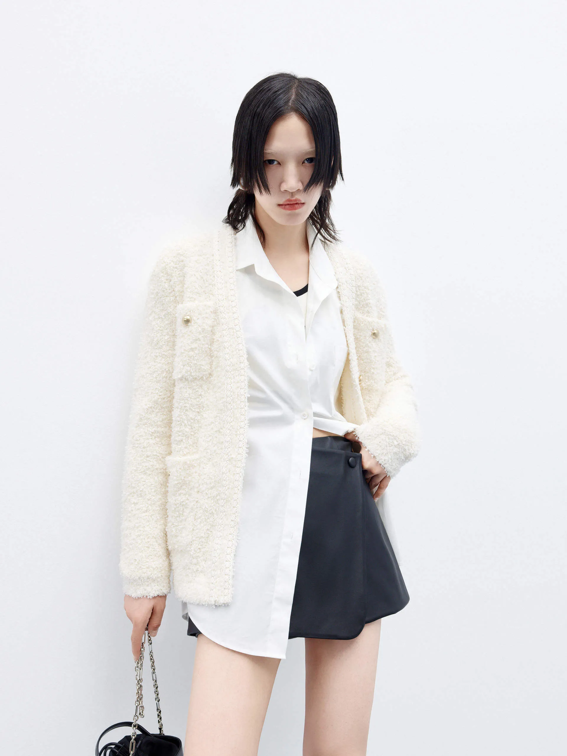 Fluffy Textured Knit Cardigan