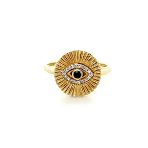 Fluted Disc with Diamond Oval Eye Ring