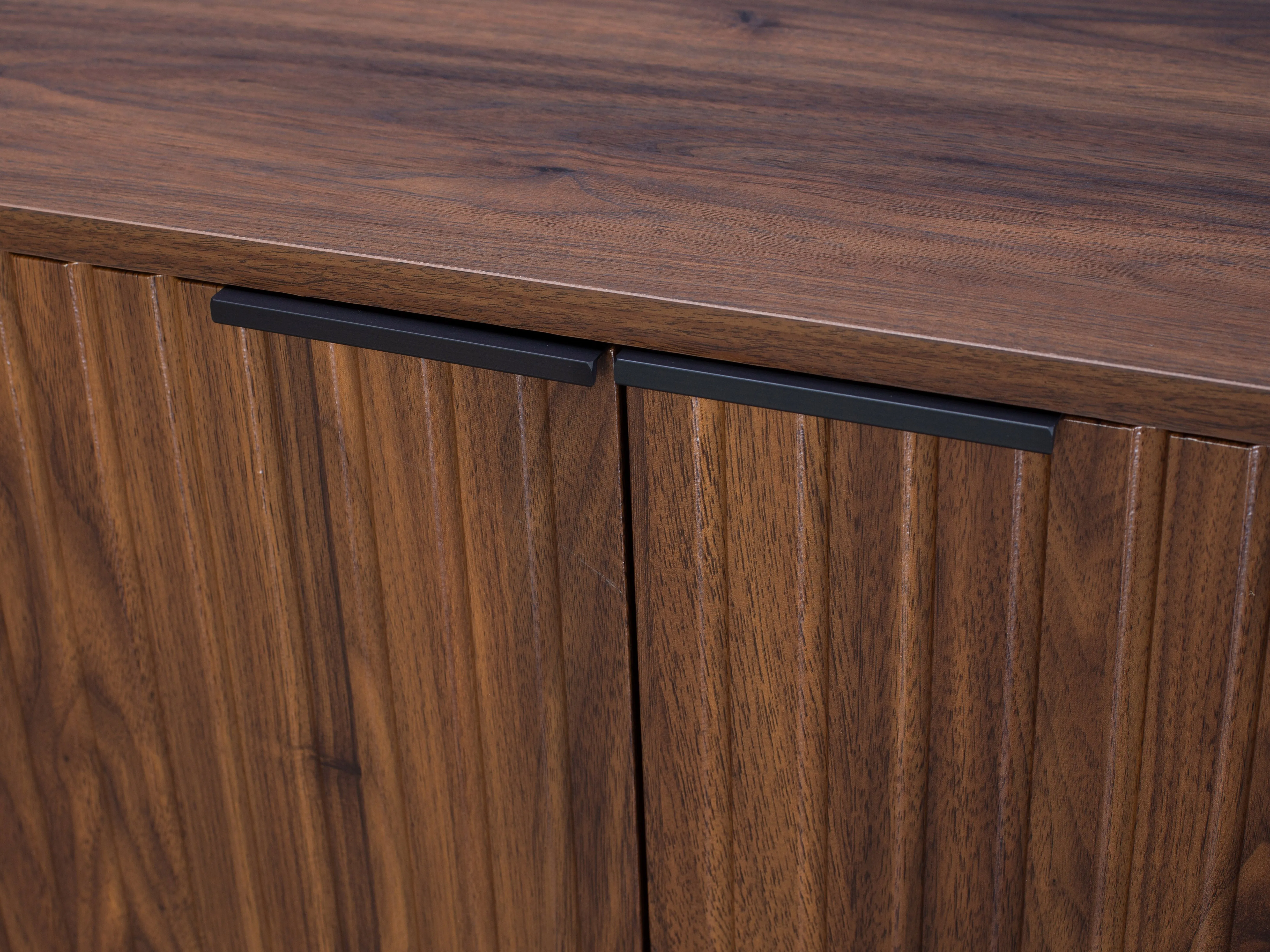 Fluted Walnut Sideboard Cabinet