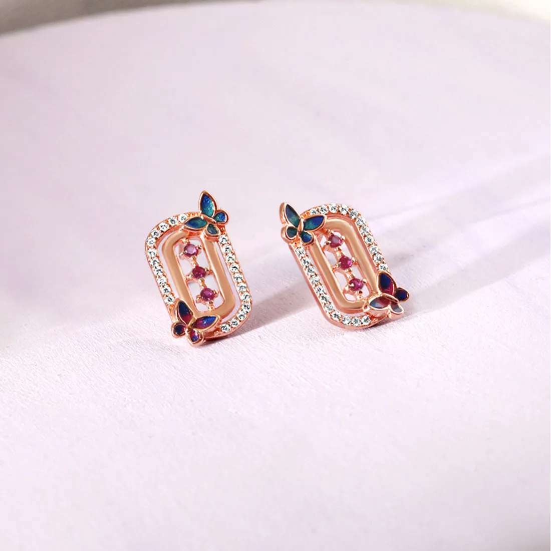 Flutter Charm Rose Gold Plated 925 Sterling Silver Earrings