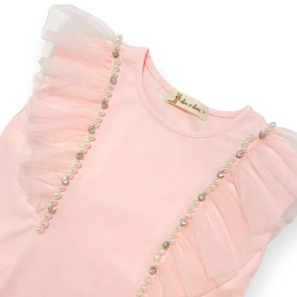 Flutter Slv Embellished Tee -pink