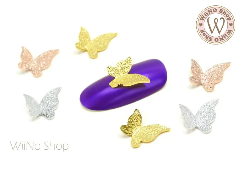 Flying Textured Butterfly Nail Metal Charm - 2 pcs