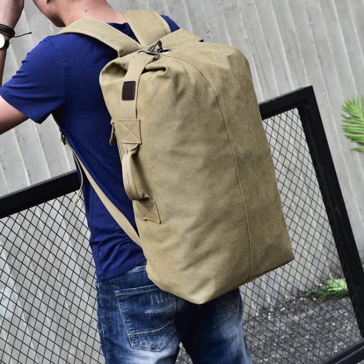 FM308 Large Capacity Outdoor Travel Man Canvas Double Shoulder Backpack Student Schoolbag, Specification: Large Black