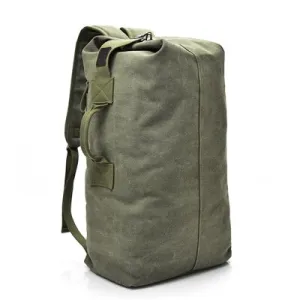 FM308 Large Capacity Outdoor Travel Man Canvas Double Shoulder Backpack Student Schoolbag, Specification: Large Green