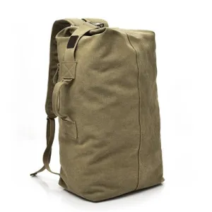 FM308 Large Capacity Outdoor Travel Man Canvas Double Shoulder Backpack Student Schoolbag, Specification: Large Khaki