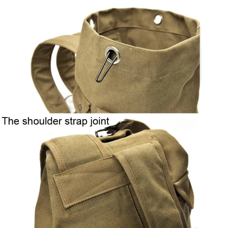 FM308 Large Capacity Outdoor Travel Man Canvas Double Shoulder Backpack Student Schoolbag, Specification: Large Khaki