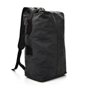 FM308 Large Capacity Outdoor Travel Man Canvas Double Shoulder Backpack Student Schoolbag, Specification: Small Black