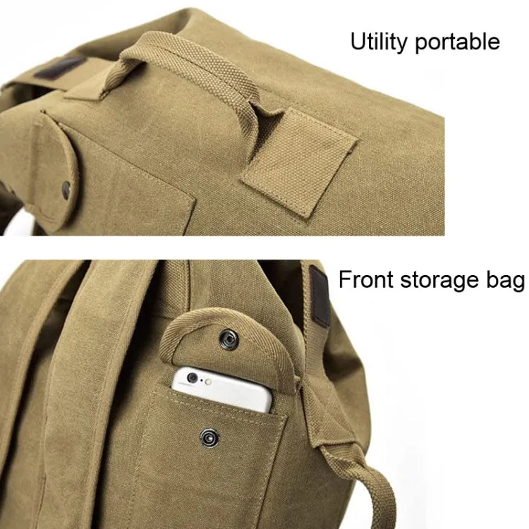 FM308 Large Capacity Outdoor Travel Man Canvas Double Shoulder Backpack Student Schoolbag, Specification: Small Khaki