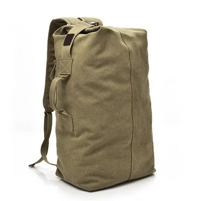 FM308 Large Capacity Outdoor Travel Man Canvas Double Shoulder Backpack Student Schoolbag, Specification: Small Khaki