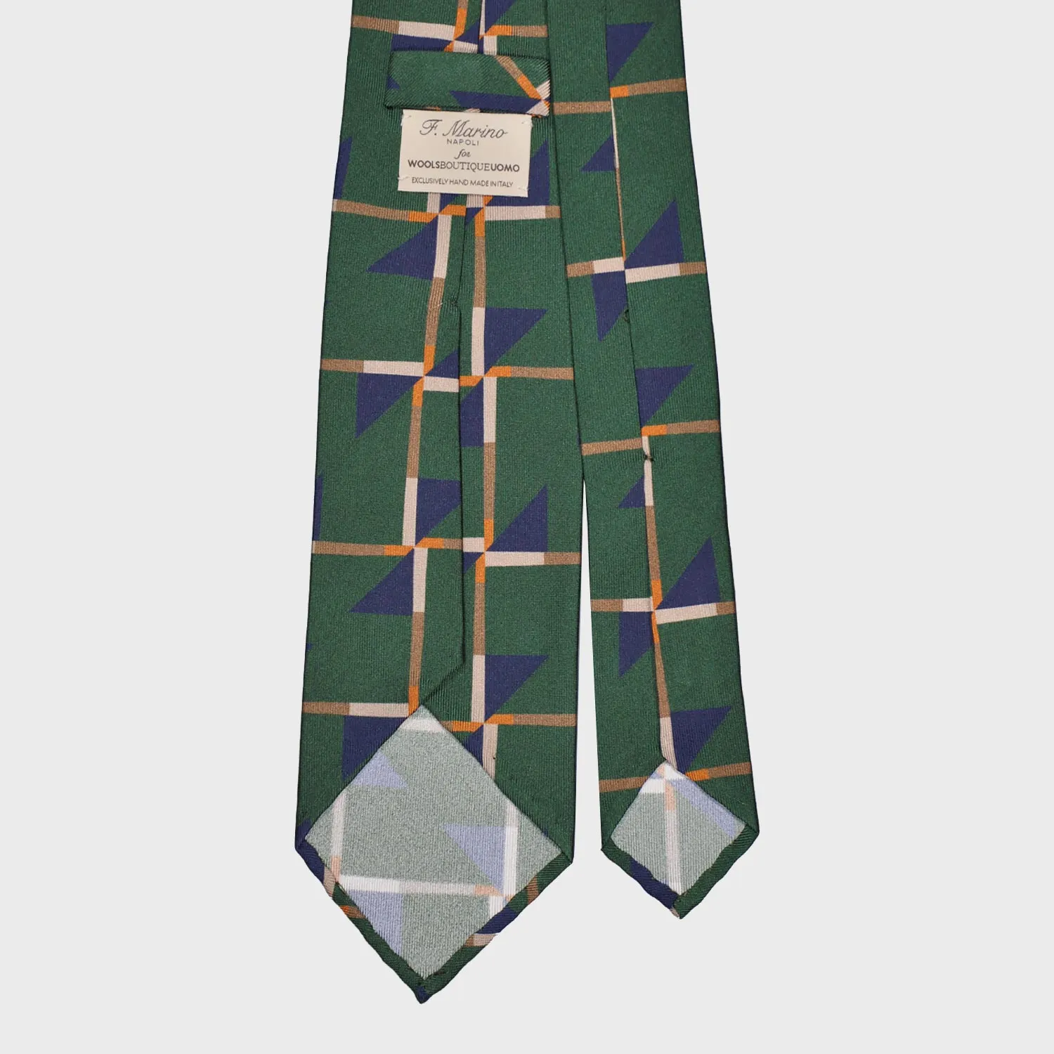 F.Marino Art Decò Silk Tie 3 Folds Grass Green