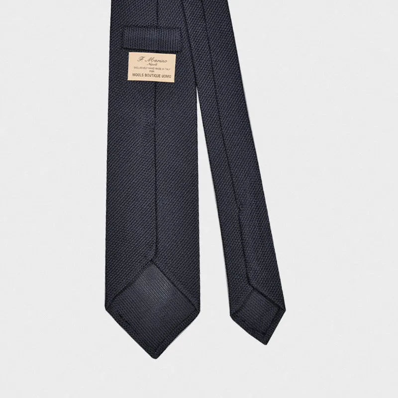 F.Marino Grenadine Silk Tie 3 Folds Navy Blue