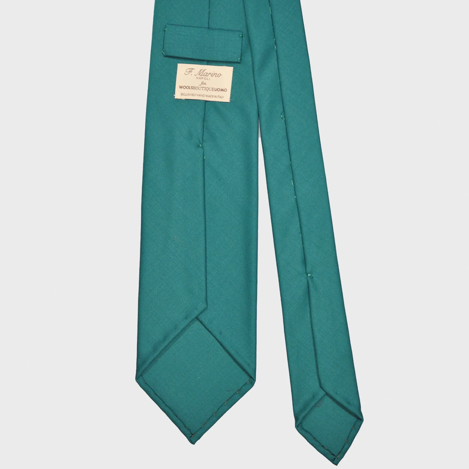 F.Marino Plain Tie 3 Folds Holland&Sherry Wool Emerald Green