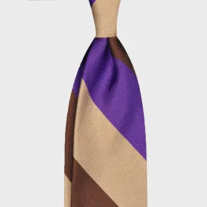 F.Marino Regimental Tie Jacquard Silk 3 Folds Violet