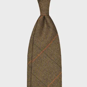 F.Marino Windowpane Tweed Tie 3 Folds Olive Green