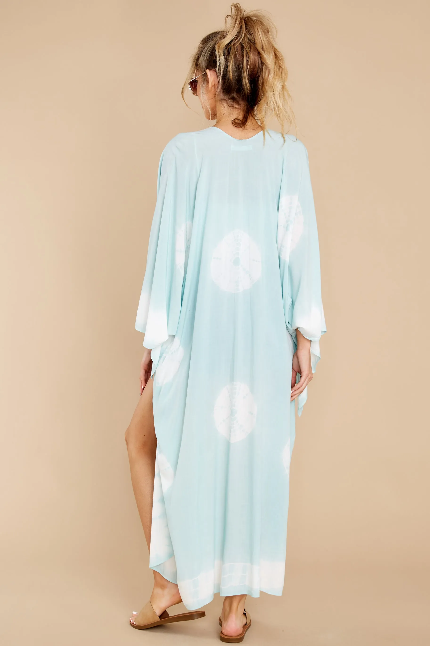 Focus On The Good Aqua Tie Dye Kimono