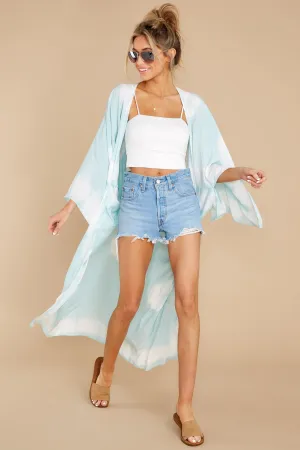 Focus On The Good Aqua Tie Dye Kimono