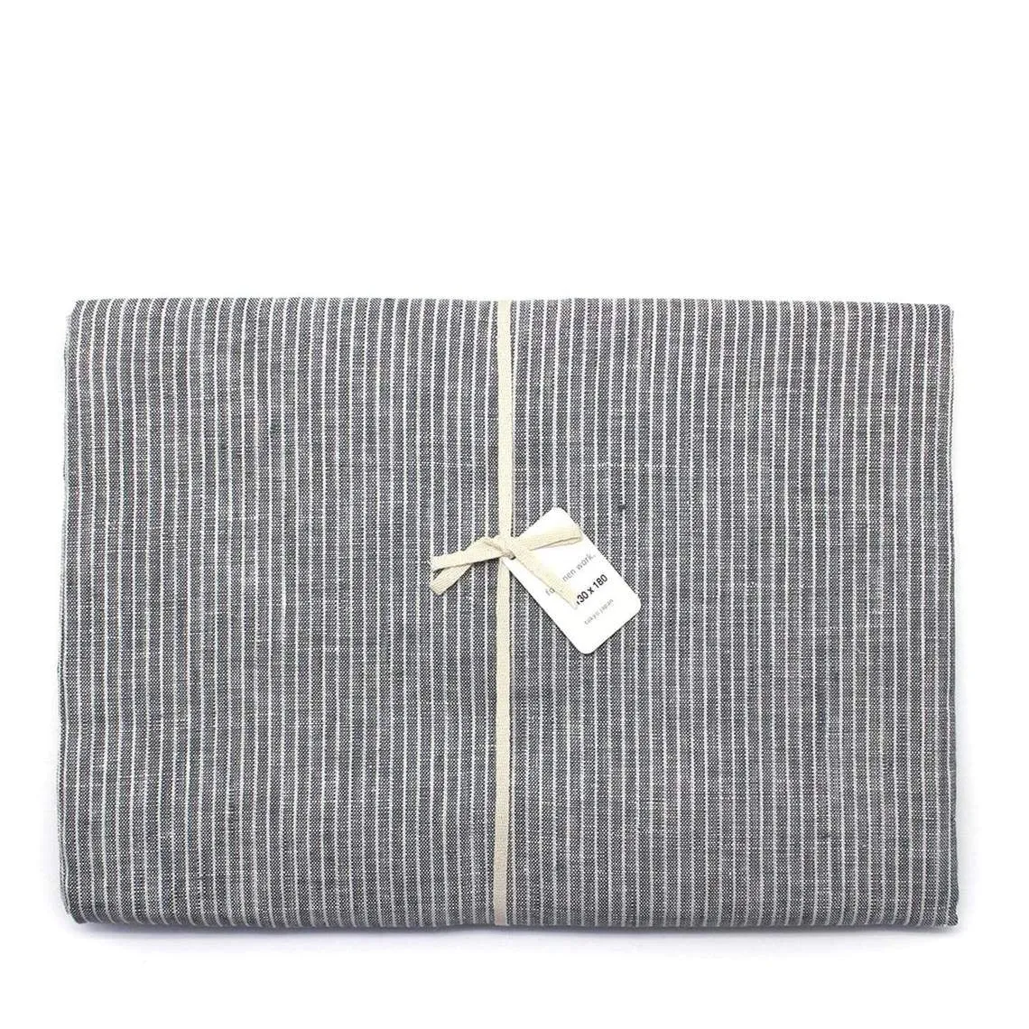 Fog Linen Grey White Stripe Table Cloth