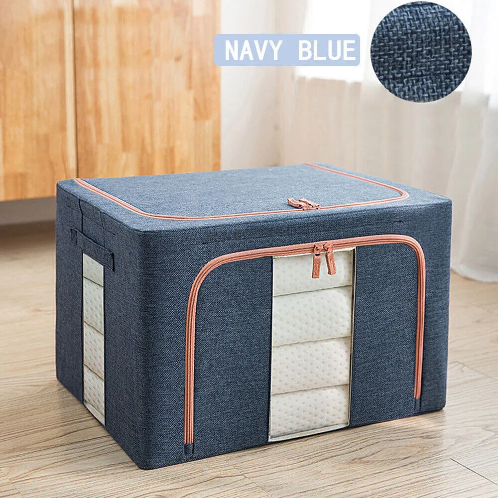 Foldable 24L Linen Storage Box with Steel Frame