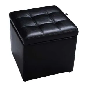 Foldable Cube Ottoman Pouffe Storage Seat - Color: Black