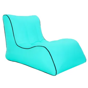 Foldable Inflatable Sofa for Camping, Fishing, and Beach, Single Outdoor Seat, 27.6 x 23.6 x 21.7 inches (Lake Green)