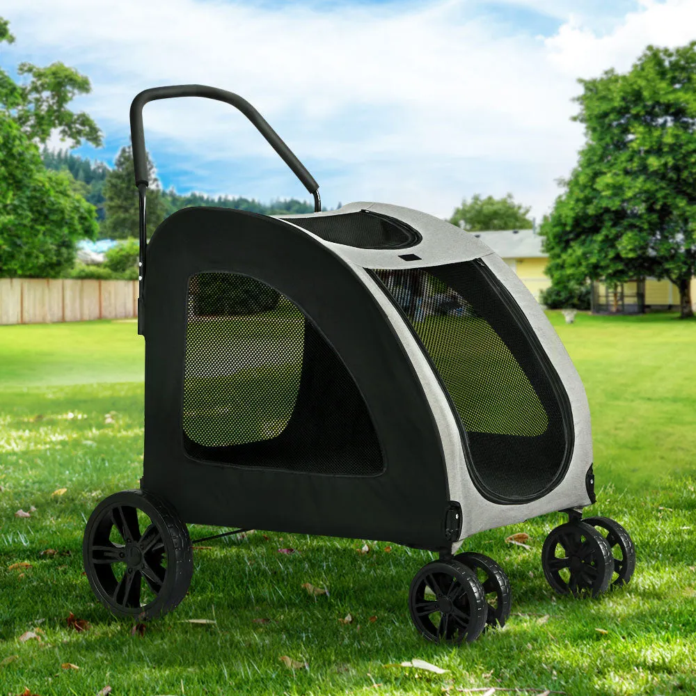 Foldable Pet Stroller 4 Wheels, Large, Mesh, i.Pet