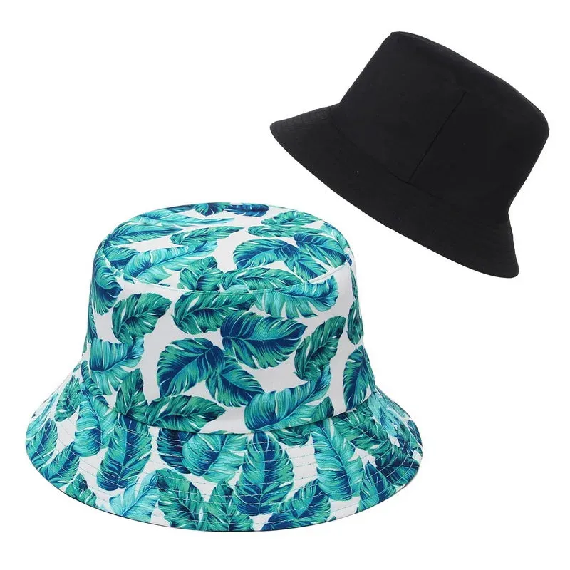 Foldable Plant Printed Reversible Bucket Hat